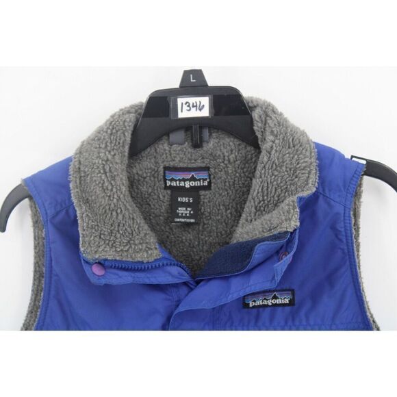 Patagonia jacket Vest fleece lined Size small kids blue and grey - Picture 2 of 11